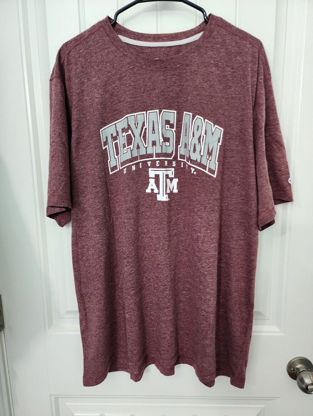 Champion Texas A&M Maroon Heather Logo Tee, Size 2XL